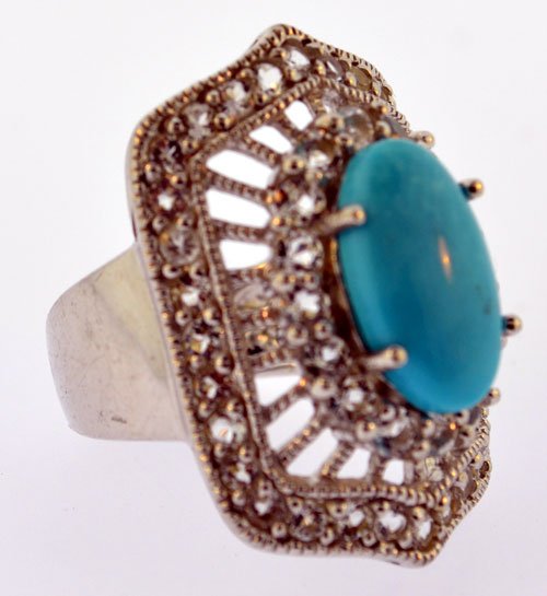 Vintage turquoise sterling silver signed ring (1 of 7)