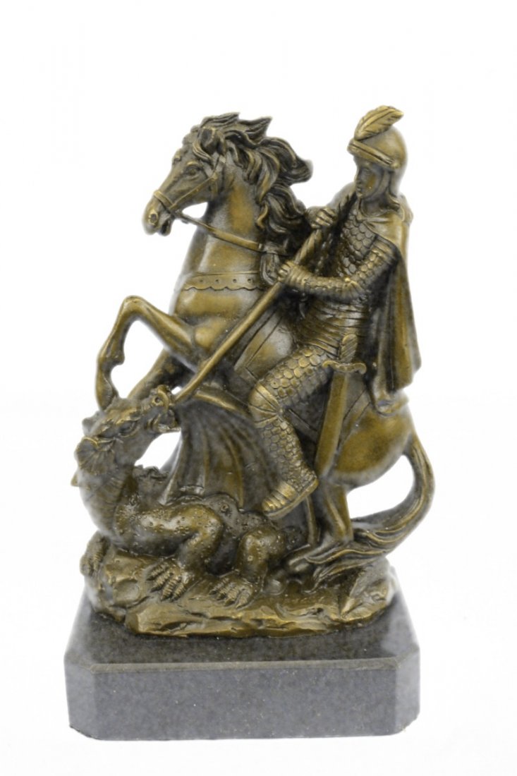St. George Dragon Slayer Bronze Statue Military Saint (1 of 8)