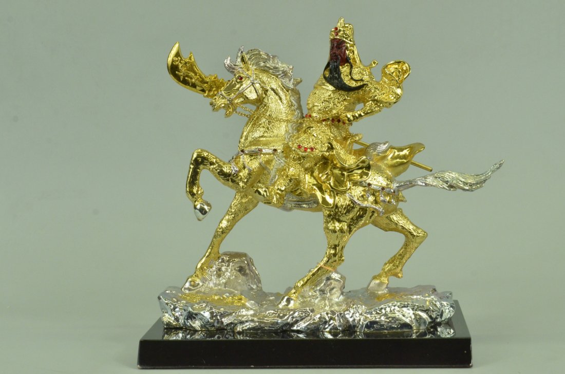 24K Gold Plated Japanese Warrior On Horse Figurine (1 of 9)