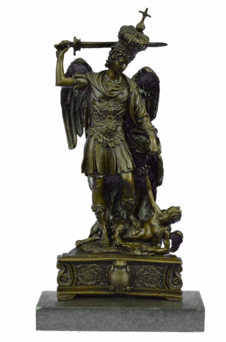 Archangel St Michael Bronze sculpture on Marble base (1 of 10)