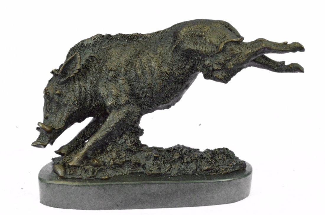 Wild Boar Jumping Bronze Sculpture on Marble base (1 of 10)