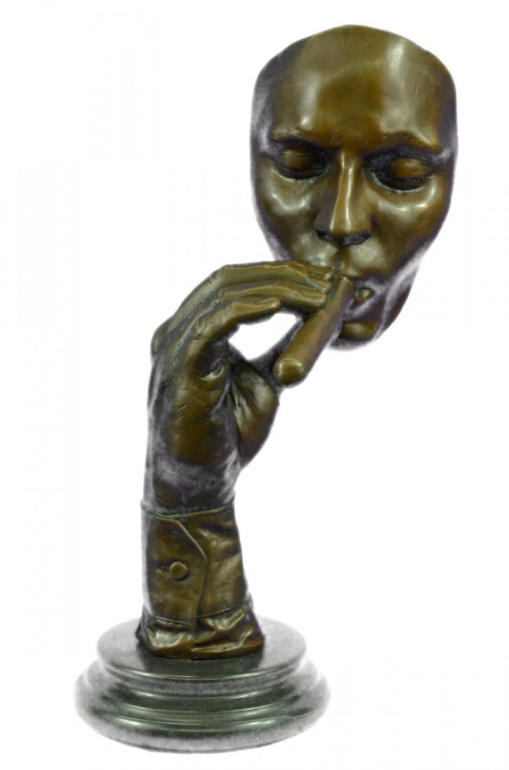 Man Smoking Cigar Bronze Sculpture on Marble Base (1 of 10)