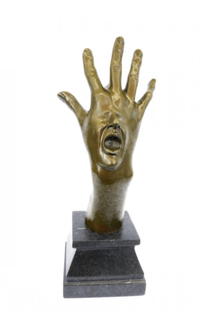 Original Abstract Hand With Face Bronze Statue (1 of 10)