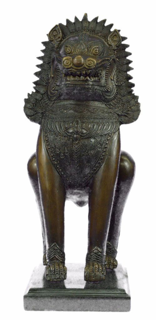 Chinese Guardian Lion Foo Dog Bronze Sculpture Marble (1 of 10)