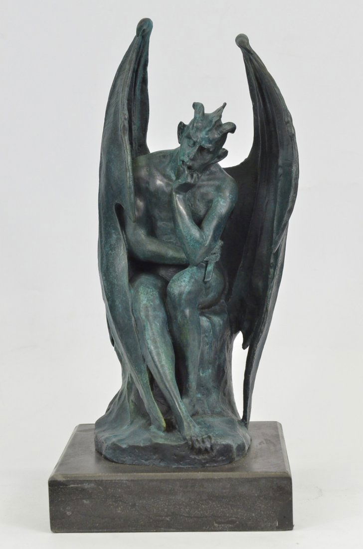 Green Patina Devil Satyr Diablo Dark Angel bronze (1 of 8)