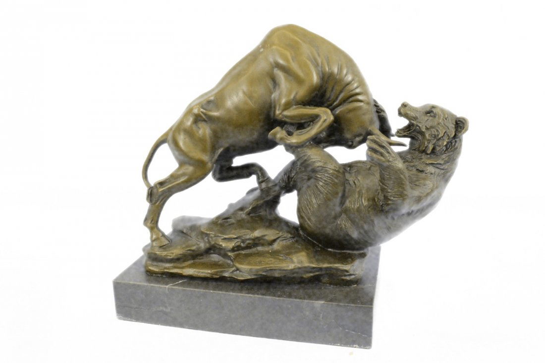 Hot Cast Stock Market Bull Vs Bear Bronze Sculpture on (1 of 10)