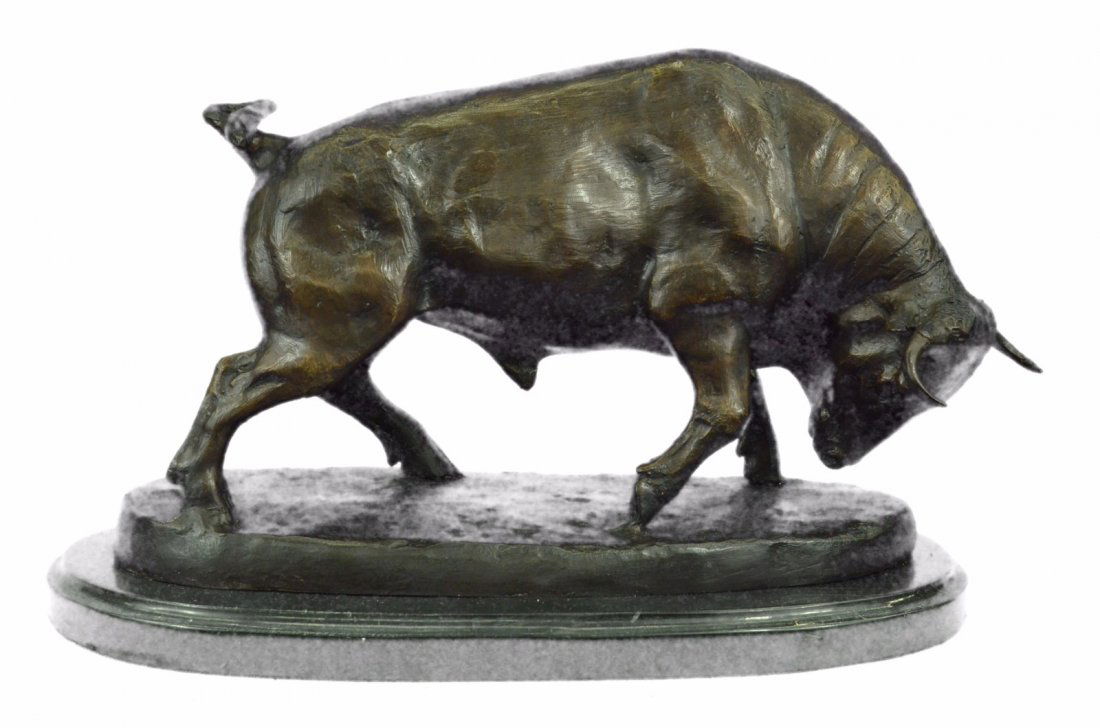 Stock Market Bull Bronze Sculpture on marble base (1 of 10)