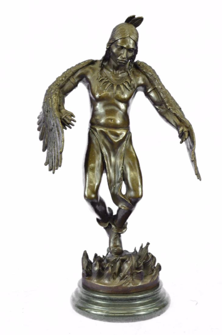 Native American Warrior Bronze Sculpture on Marble base (1 of 9)