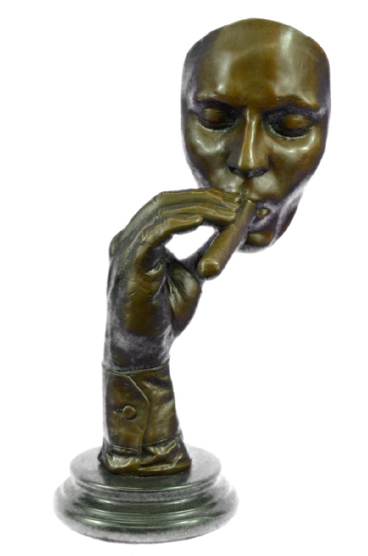 Man Smoking Cigar Bronze Sculpture on Marble Base (1 of 10)