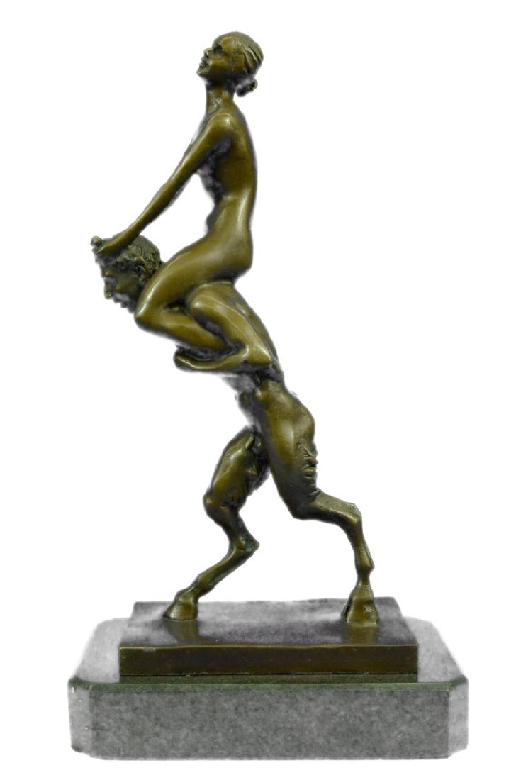 Bronze Erotic Nymph And Satyr Sculpture Bergman on: What A Splendid Figure Of Bronze! Very Nice Art Deco Vienna Bronze - Satyr With A Nude Nymph, Sitting On His Shoulders. This Sculpture Is Affixed On Finest Marble And The Sculpture Shows A Young Faun