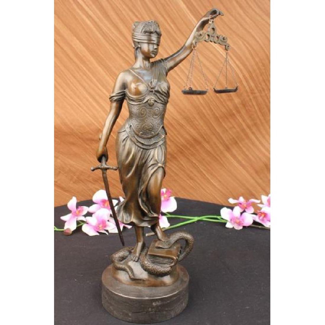 18" Tall Bronze Blind Justice Law Marble base Statue (1 of 7)