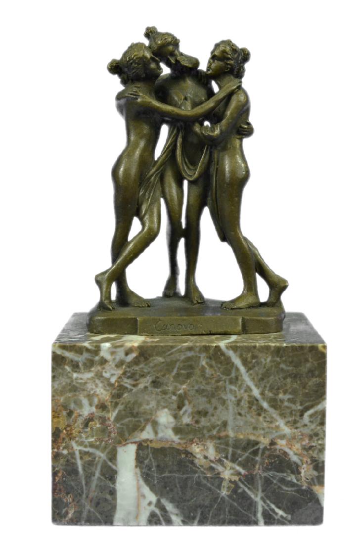 Hot Cast Three Graces Bronze Sculpture on marble base (1 of 10)