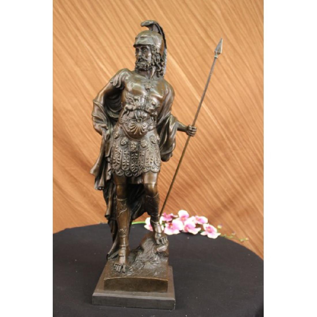 Greek Warrior Bronze Sculpture on marble base Statue (1 of 8)