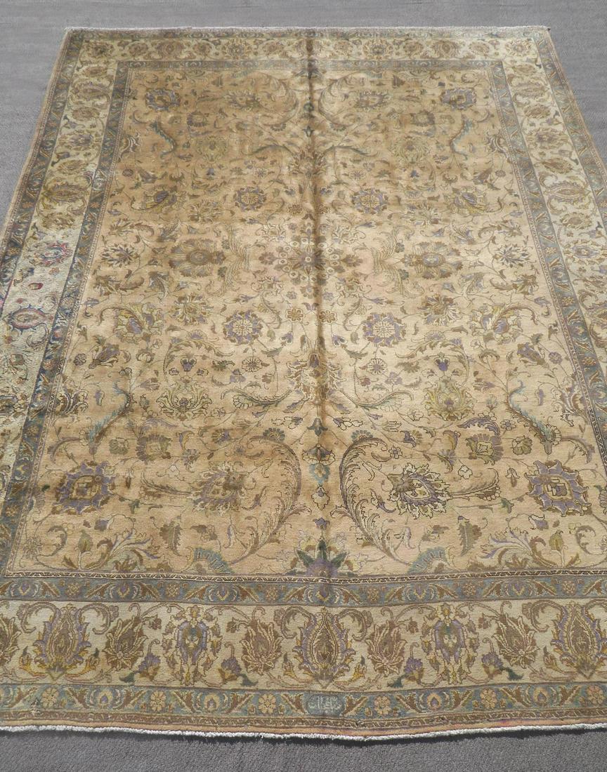 Semi Antique All-over Persian Tabriz 12.2x9.6: Beautiful handmade semi antique all-over Persian Tabriz rug. Size 12.2x9.6 feet, made of fine quality baby lamb's wool pile on cotton foundation, all natural vegetable dye, incorporating an elegant fr