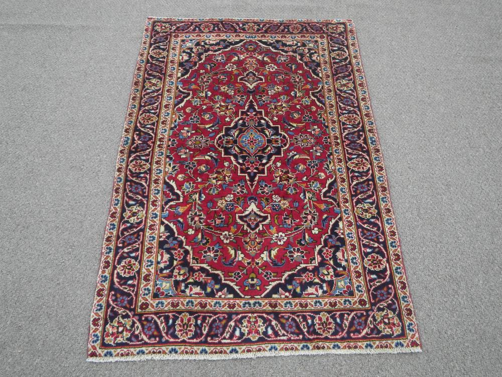 Semi Antique Persian Kashan 3.1x4.9: Handmade Semi Antique Persian Kashan rug. Size 3.1x4.9 feet, made of fine quality baby lamb's wool pile on cotton foundation, all natural vegetable dye, a captivating and highly detailed allover flora