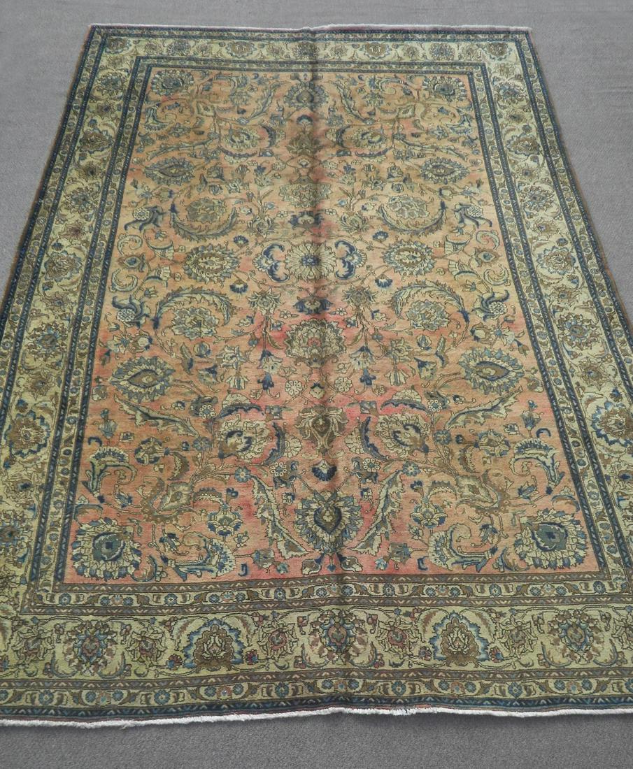 Semi Antique All-over Persian Tabriz 8.4x8.11: Beautiful handmade semi antique all-over Persian Tabriz rug. Size 8.4x8.11 feet, made of fine quality baby lamb's wool pile on cotton foundation, all natural vegetable dye, incorporating an elegant fr