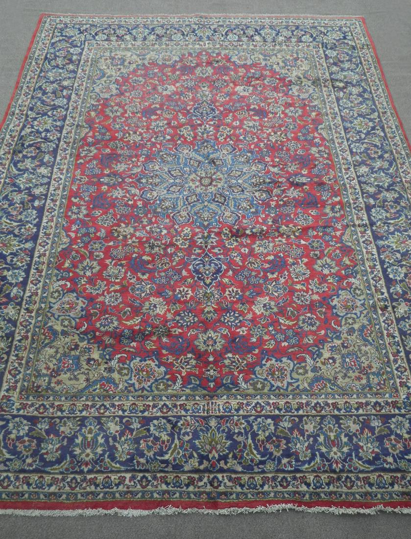 Semi Antique Persian Najafabad 13.2x9.10: Handmade semi antique Persian Najafabad rug. Size 13.2x9.10 feet, made of fine quality baby lamb's wool pile on cotton foundation, all natural vegetable dye, incorporating a floral pattern with an ele