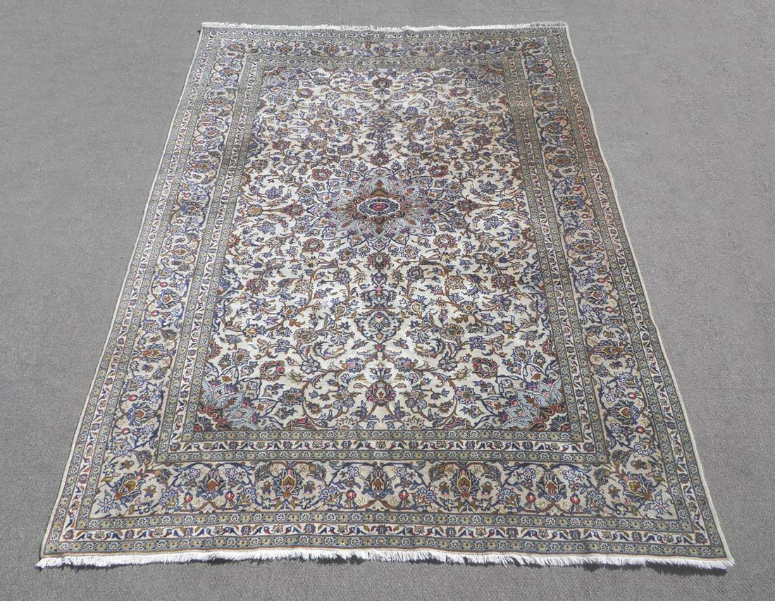 Semi Antique Persian Kashan 8.3x11.10: Handmade Persian Kashan rug. Size 8.3x11.10 ft, made of fine quality baby lamb's wool and the pile tightly knotted on cotton foundation, all natural vegetable dye. This rug is of very fine quality and