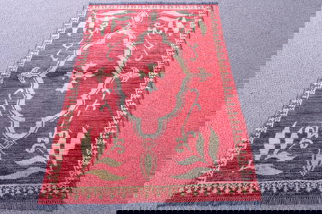 Handmade Pakistani Rug 3.9x2.8: Handmade Pakistani Rug. Size 3.9x2.8 ft., made of quality wool pile on cotton foundation, finished off beautifully with a floral borders. Hand woven in Pakistan.