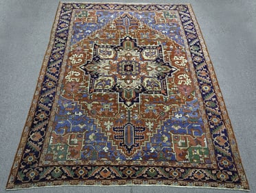 Antique Circa 1930s Persian Serapi 8.7x10.7