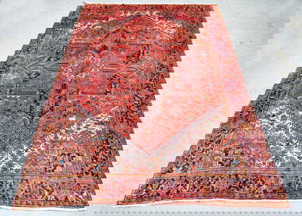 Handmade Persian Heriz 9.11x13.8: Handmade Persian Heriz Rug. Size 9.11x13.8 ft., made of high quality wool pile on cotton foundation, incorporating Heriz design/pattern and finished off beautifully with an intricately done floral bor
