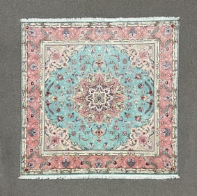 Handmade Square w/Silk Persian Tabriz 6.7x6.8