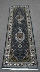 Handmade Wool/Silk Tabriz Fish Design 2.8x8.0