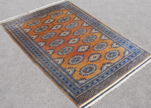 HAND WOVEN SEMI ANTIQUE TURKMEN DESIGN BOKHARA RUG (1 of 5)