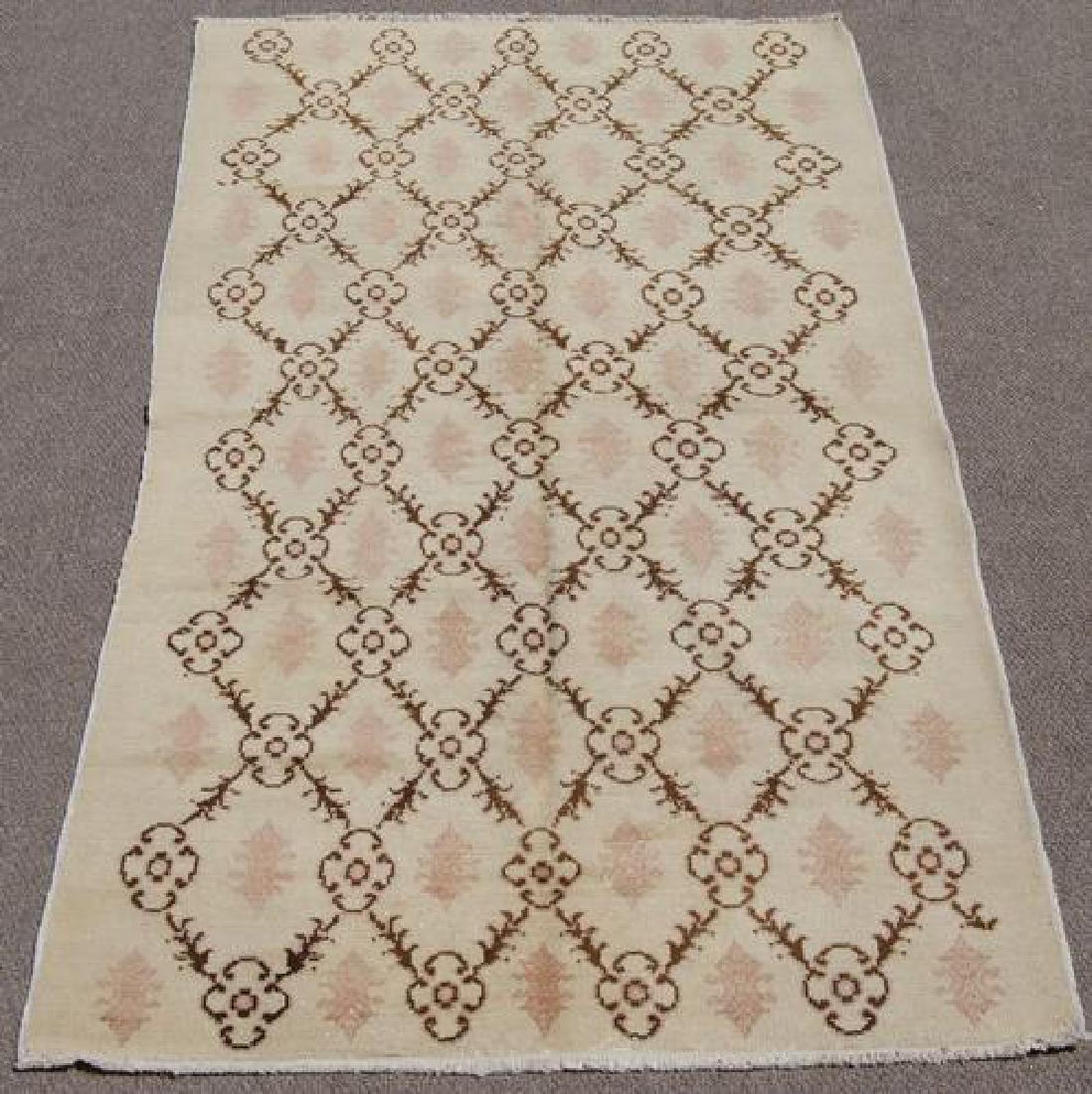 Absolutely Gorgeous Handmade Semi Antique Turkish: Absolutely gorgeous handmade semi antique Turkish rug, size 4.9 x 8.7 feet, made of all natural, vegetable dye, hand woven, worsted wool pile on cotton foundation, allover floral design. Hand woven in