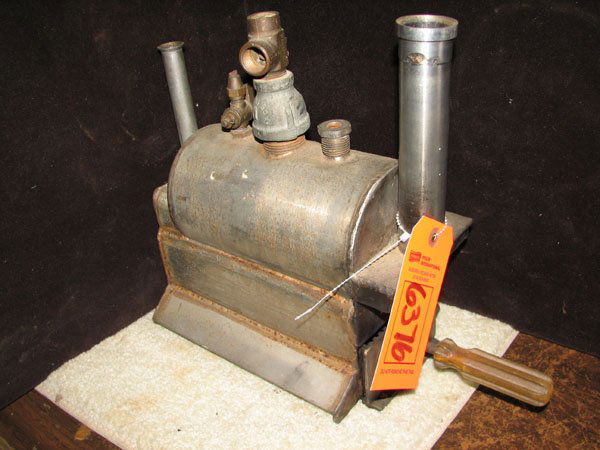 LARGER EXAMPLE OF STEAM ENGINE, VALVE AND WHISTLE: LARGER EXAMPLE OF STEAM ENGINE, VALVE AND WHISTLE ON TOP, STAINLESS STEEL