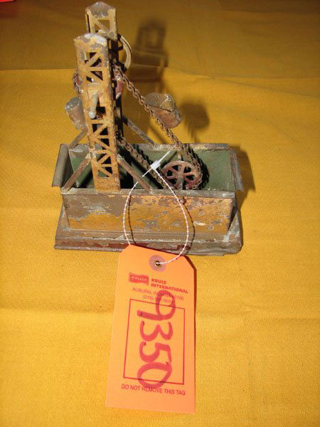 MECHANICAL TOY ELEVATOR WITH 3 BUCKETS CHAIN DRIV: MECHANICAL TOY ELEVATOR WITH 3 BUCKETS CHAIN DRIVEN, MADE BY D.C. OF GERMANY, ANTIQUE