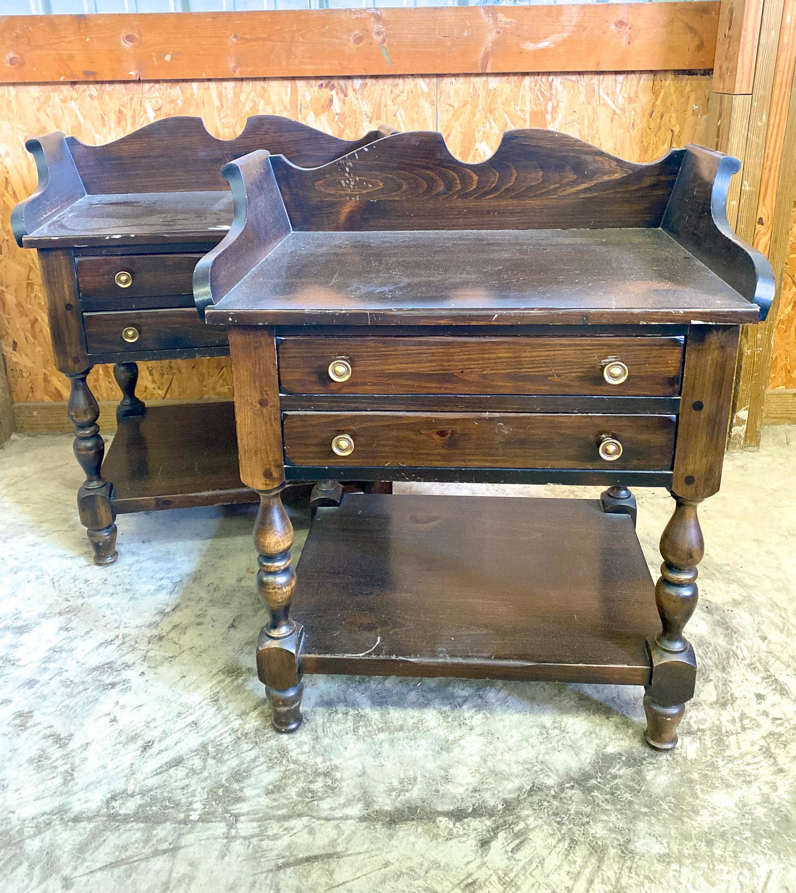 Pair of Wooden Nightstands: Pair of Wooden Nightstands Size 31" x 26" x 19" Literature Brooks Auction is not responsible for outbids. Questions? Call the office at (856) 694-2960 or email us directly at info@brooks.auction.