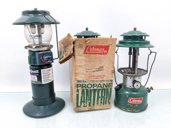 Three Vintage Coleman Camping Lanterns