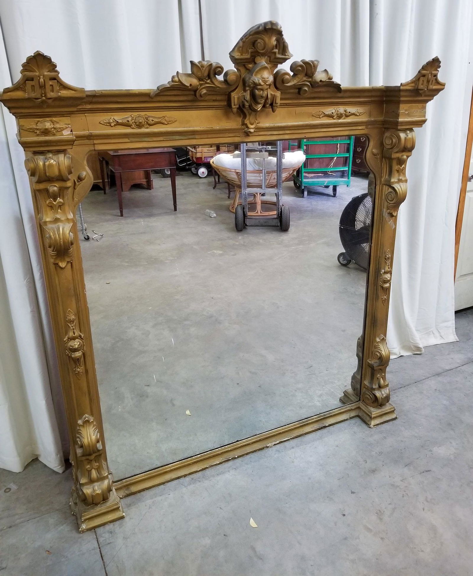 Large Gold Painted Art Deco Mirror (1 of 5)
