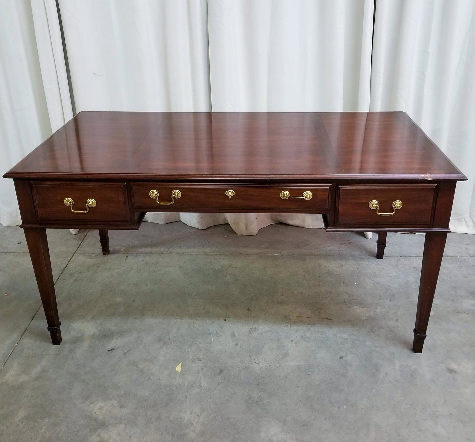 Modern Wood Desk: Modern Wood Desk, comes with key Size 30" x 60" x 30" Literature Brooks Auction is not responsible for outbids. Questions? Call the office at (856) 694-2960 or email us directly at info@brooks.aucti