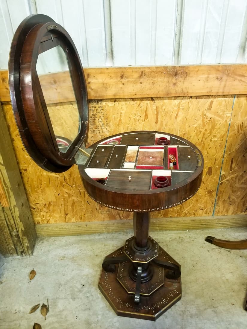 Antique Mother of Pearl Inlaid Vanity Side Table (1 of 9)