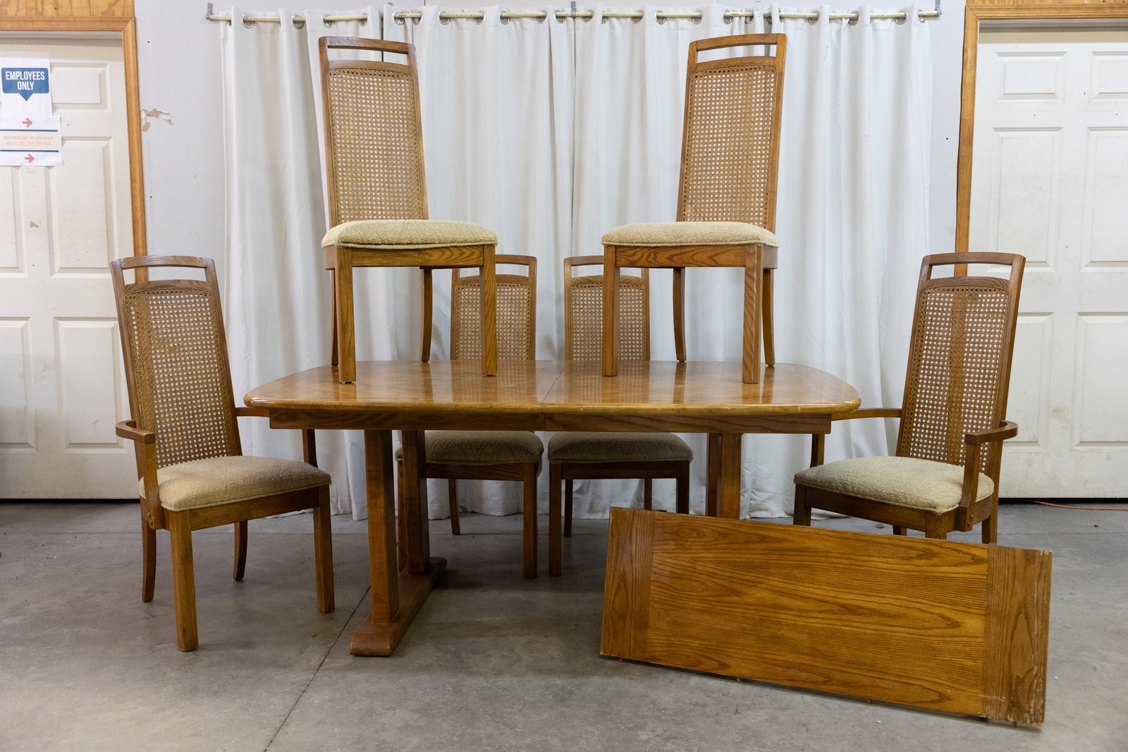 Oak Dining Table with Six Cane Back Chairs (1 of 9)
