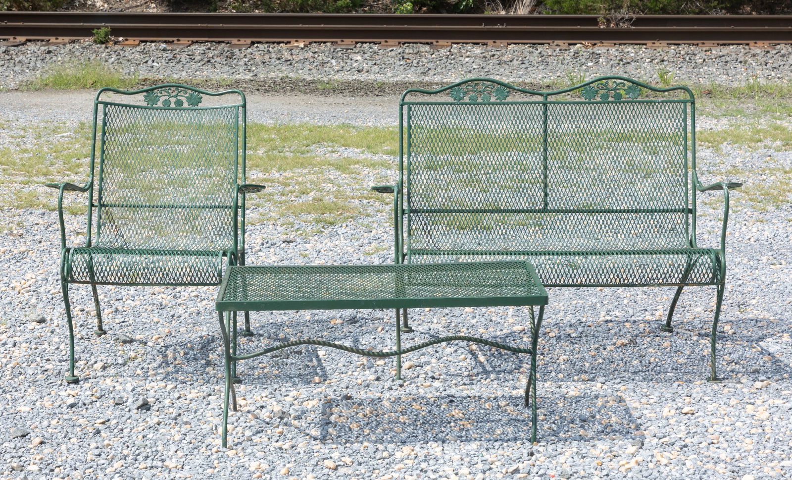 Three Piece Wrought Iron Mesh Outdoor Set (1 of 4)