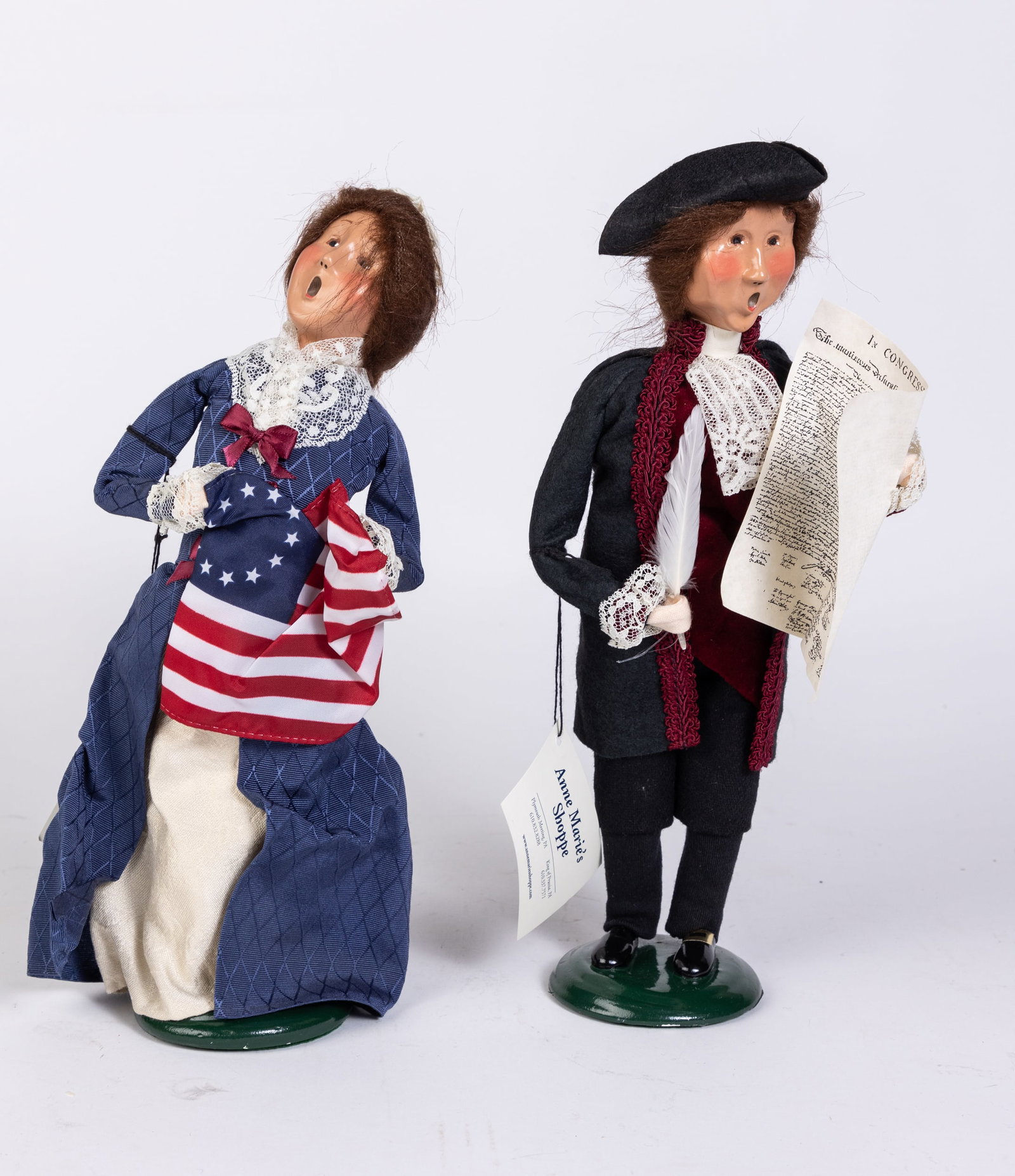 Two Byer's Choice Ltd. Carolers: Thomas Jefferson - Betsy Ross (1 of 3)