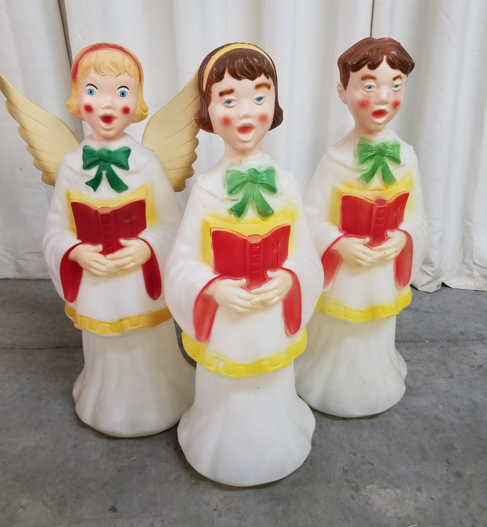 Three Vintage Choir Children Blow Mold Outdoor Christmas Decorations