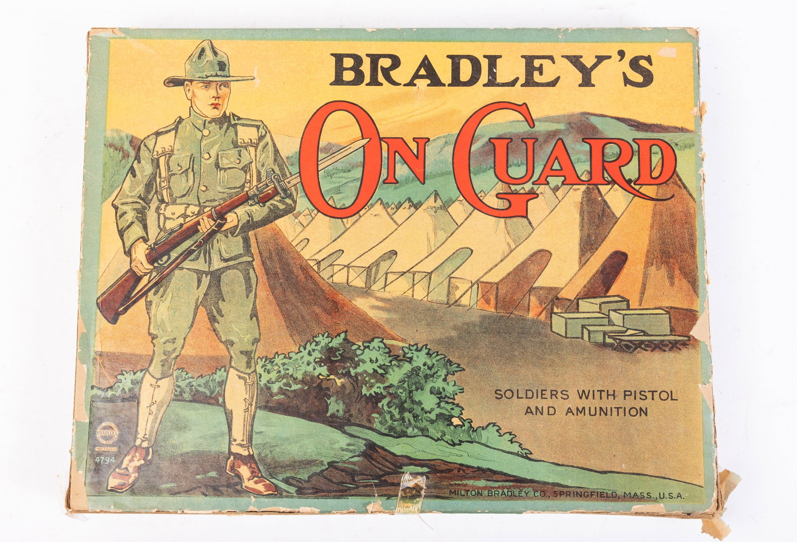 Bradley's On Guard Vintage Game by Milton Bradley Co.: Bradley's On Guard, Soldiers with Pistol and Ammunition, Vintage Game by Milton Bradley Co. Literature Brooks Auction is not responsible for outbids. Questions? Call the office at (856) 694-2960 or em