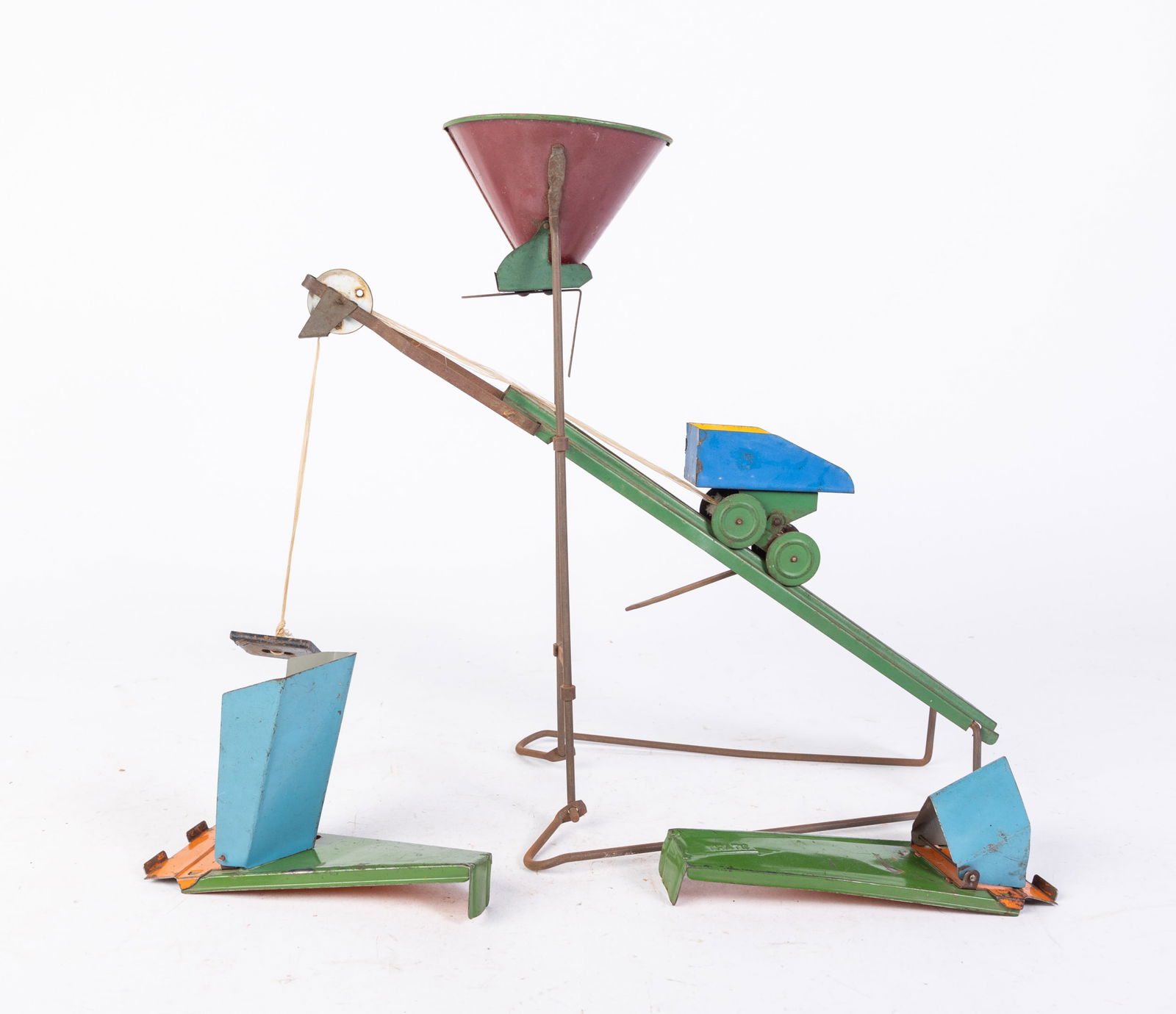 Sandy Andy Litho Tin Sand Toy Chute with Cart and Parts (1 of 6)