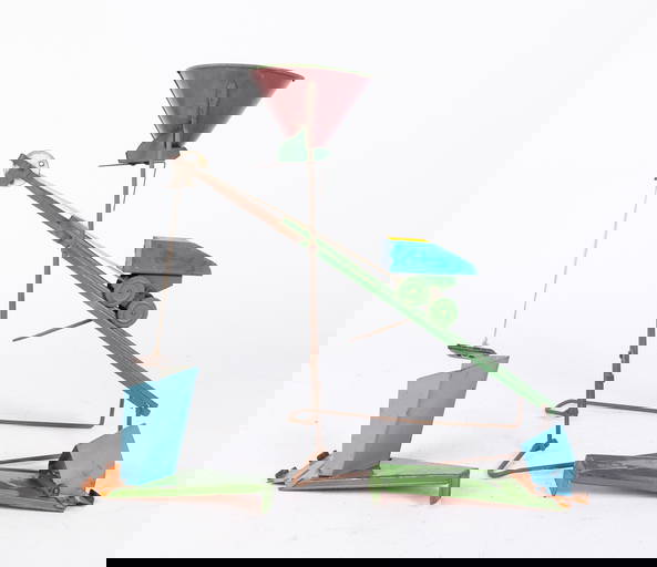 Sandy Andy Litho Tin Sand Toy Chute With Cart And Parts