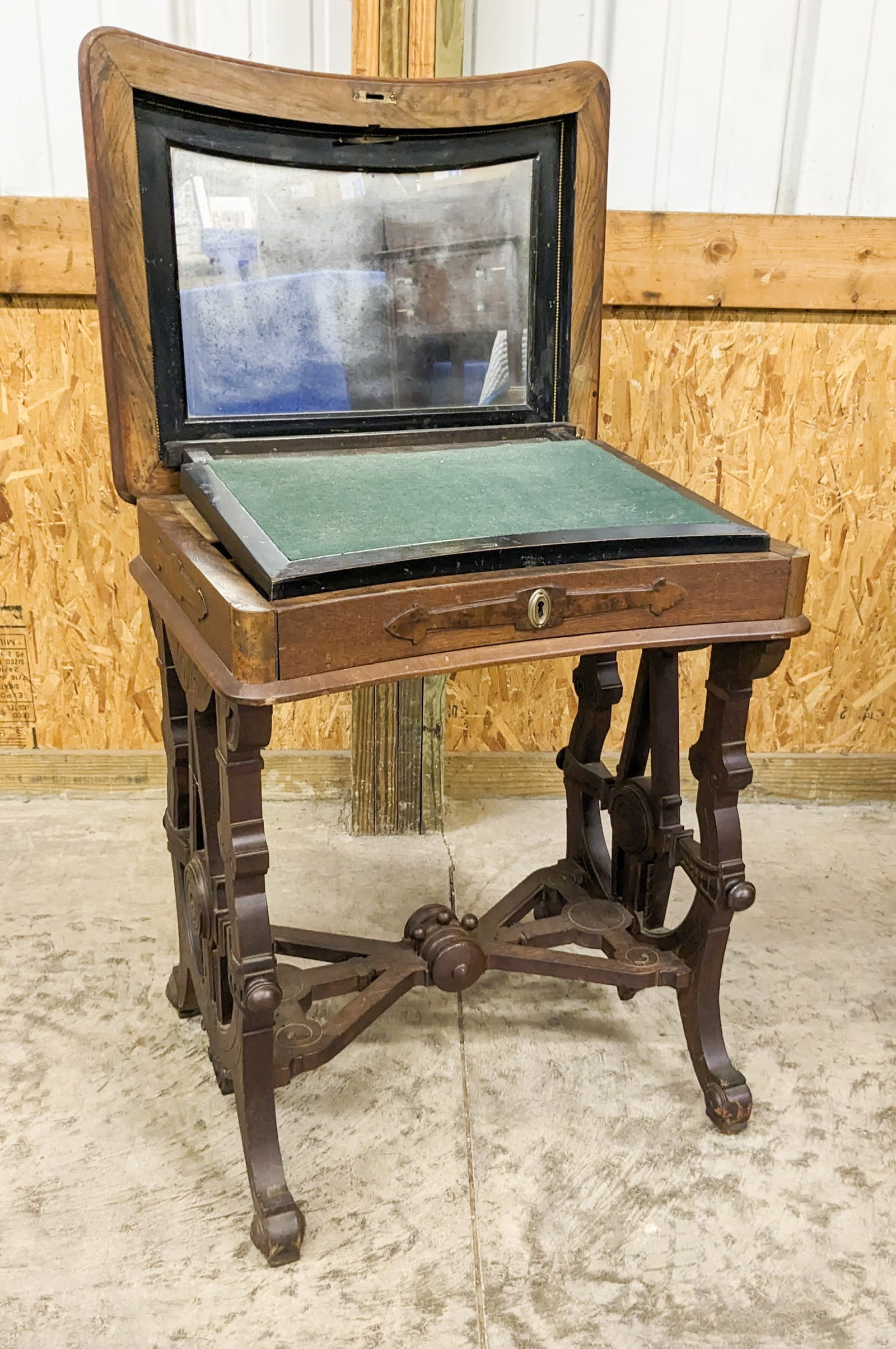 Victorian Eastlake Flip Top Desk: Victorian Eastlake Flip Top Desk Size 30" x 25" x 20" Literature Brooks Auction is not responsible for outbids. Questions? Call the office at (856) 694-2960 or email us directly at info@brooks.aucti