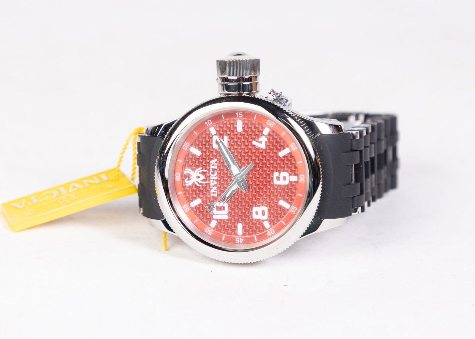 Invicta Russian 1959 Diver Men's Watch: Invicta Russian 1959 Diver Men's Watch, Trinite Night Glow, Japan Quartz movement, 100m water resistance, stainless steel with polyurethane band Size 6" x 6" x 6" Literature Brooks Auction is not res