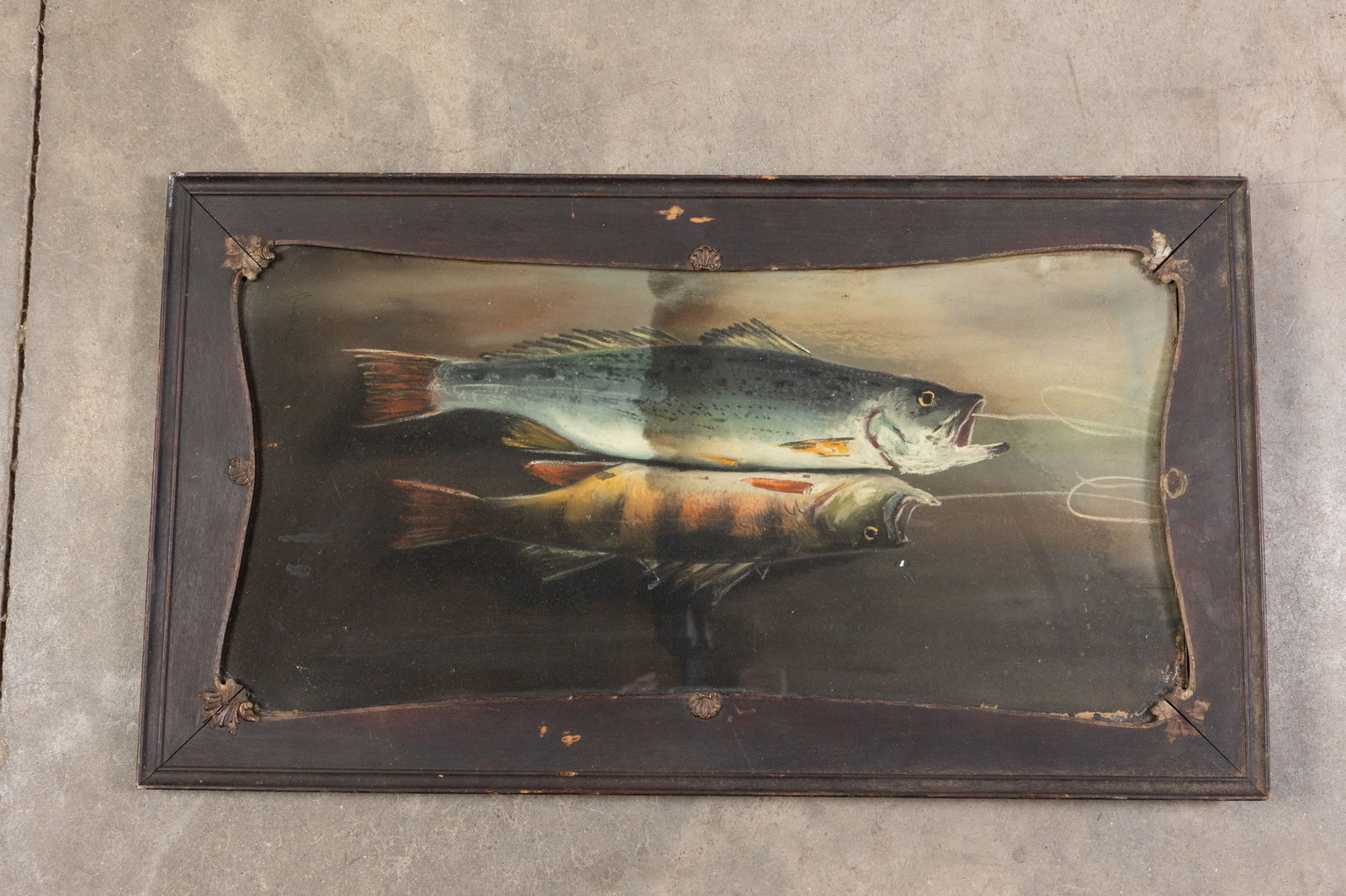 Pastel Art of a Trout in Antique Frame: Pastel Art of a Trout in Antique Frame Size 16" x 28" Literature Brooks Auction is not responsible for outbids. Questions? Call the office at (856) 694-2960 or email us directly at info@brooks.aucti