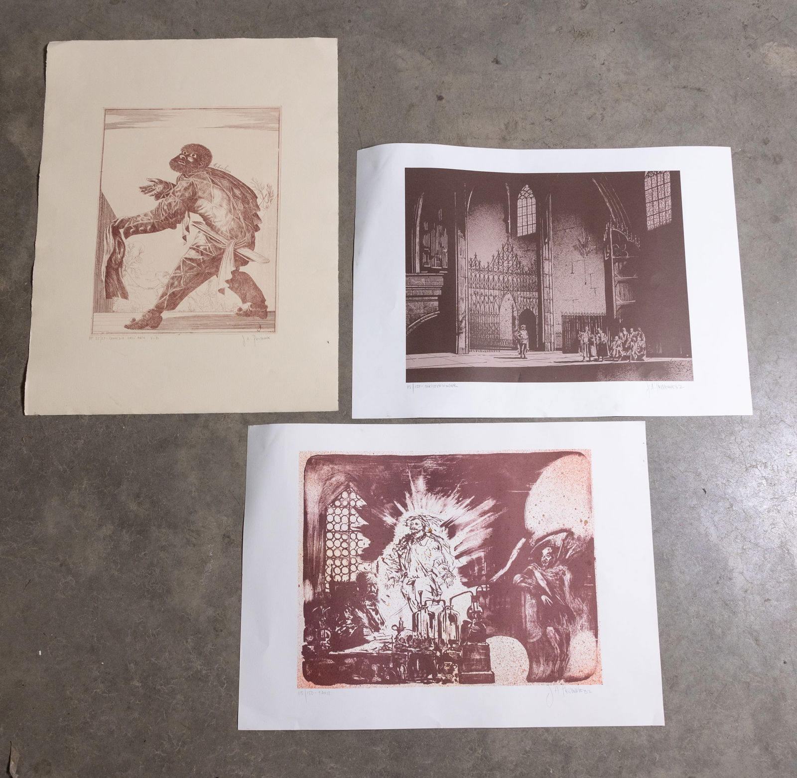 Three Signed Commedia Dell'Arte J. A. Pecsenke Etchings (1 of 10)