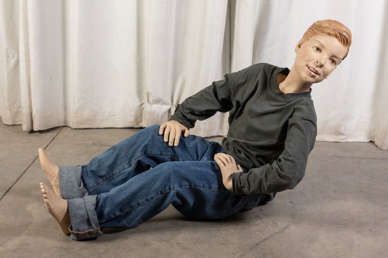 Vintage Young Boy Child Mannequin in Sitting Position (1 of 6)