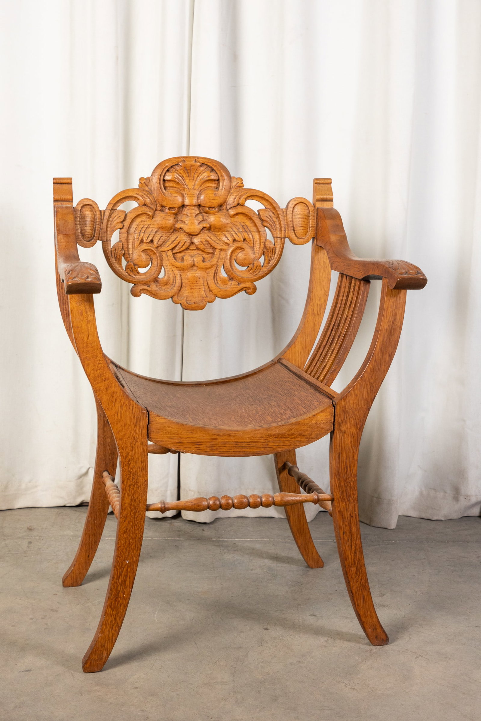 Carved Wooden Renaissance Revival Dante Chair: Carved Wooden Renaissance Revival Dante Chair Size 36" x 25" x 20" Literature Brooks Auction is not responsible for outbids. Questions? Call the office at (856) 694-2960 or email us directly at info