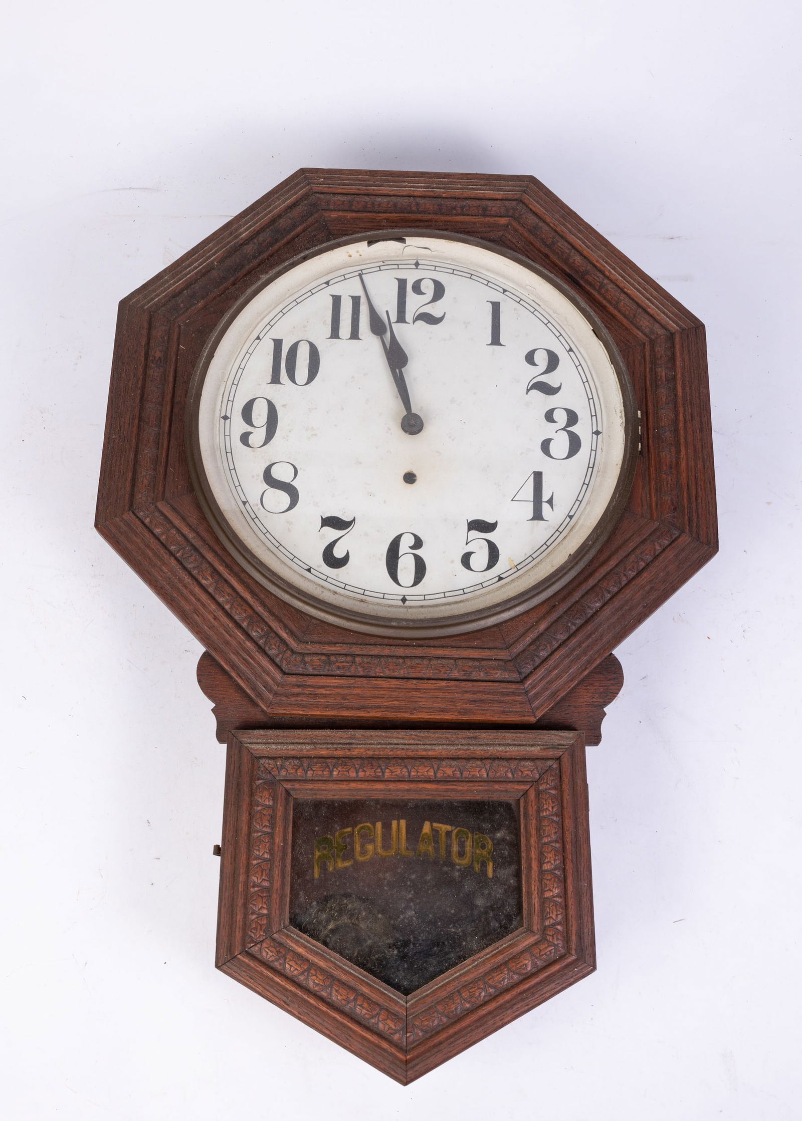 Regulator Wall Clock: Regulator Wall Clock Size 27" x 16" Literature Brooks Auction is not responsible for outbids. Questions? Call the office at (856) 694-2960 or email us directly at info@brooks.auction. •